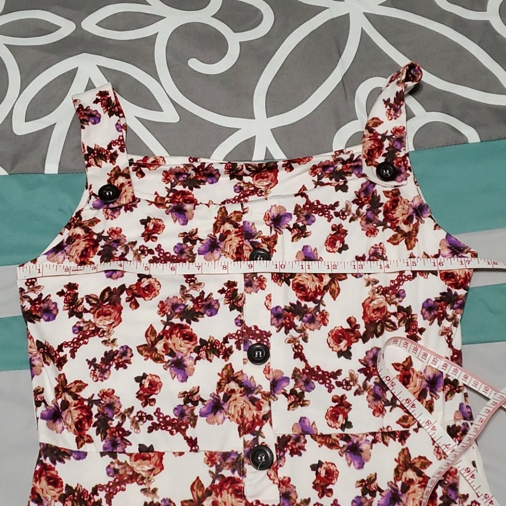 Floral Square Neckline Sleeveless Dress NWOT - Picture 4 of 8